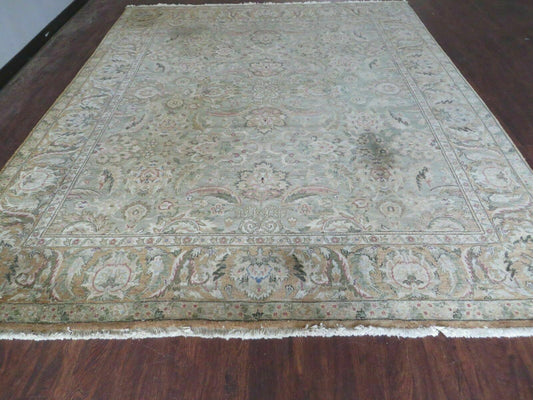 8' X 10' Vintage Handmade India Floral Oriental Top Quality Jaipur Tea Wash