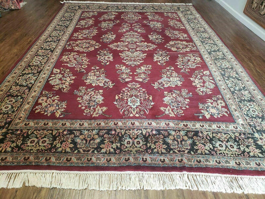 8' X 12' Vintage Handmade India Floral Oriental Wool Rug Veg Dyes Organic Red