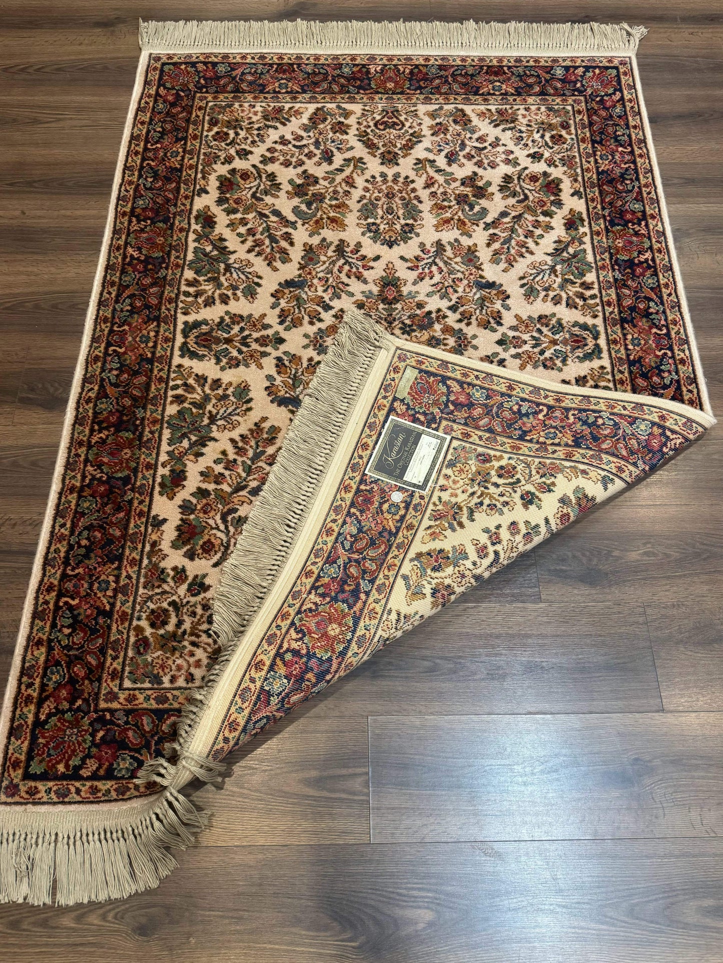 4x6 Karastan Rug Ivory Sarouk #760, Wool Vintage Original 700 Series