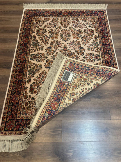 4x6 Karastan Rug Ivory Sarouk #760, Wool Vintage Original 700 Series