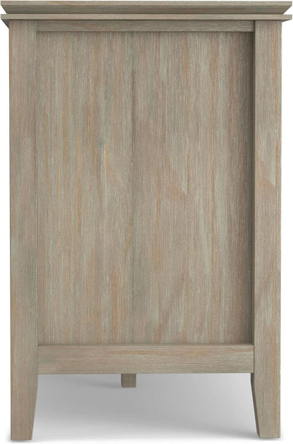 Solid Wood TV Stand 72 Inch Wide Distressed Grey Finish