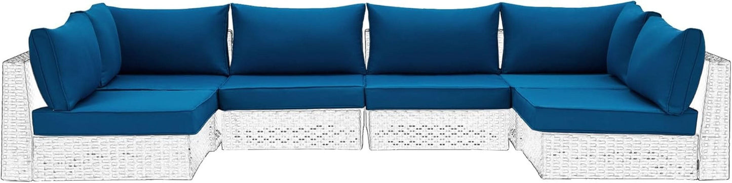 Outdoor Replacement Cushions For 14 Piece Rattan Wicker Set Water Repellent Blue