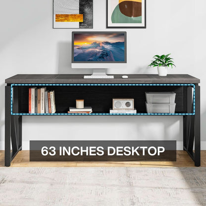 L Shaped Desk With Drawer Cabinet And Lateral File Cabinet 63 Inch Gray