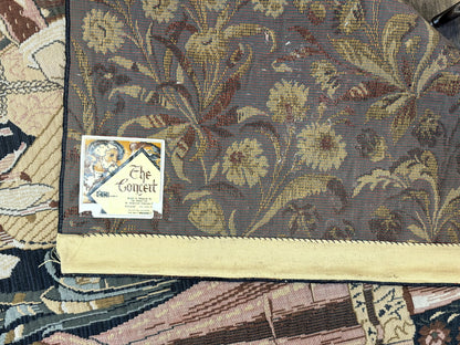 Vintage Belgium Tapestry 4x5, The Concet Musicians, Green