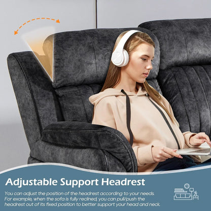 Grey Power Reclining Sofa With Zero Gravity USB Ports
