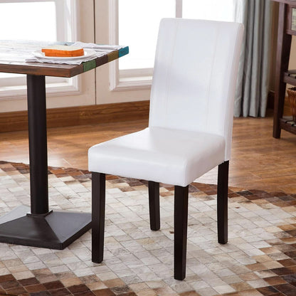 Off White Leatherette Padded Parson Chair Set of 2