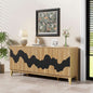 63 Inch Buffet Cabinet White With Blue Water Pattern