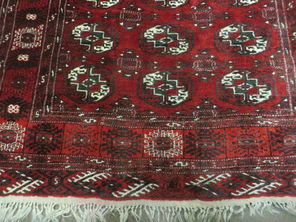 4' 5" X 5' 7" Semi Antique Handmade Afghan Yamud Turkoman Bokhara Wool Rug