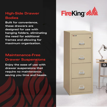 Parchment Four Drawer Fire Safe Legal File Cabinet UL 1 Hour