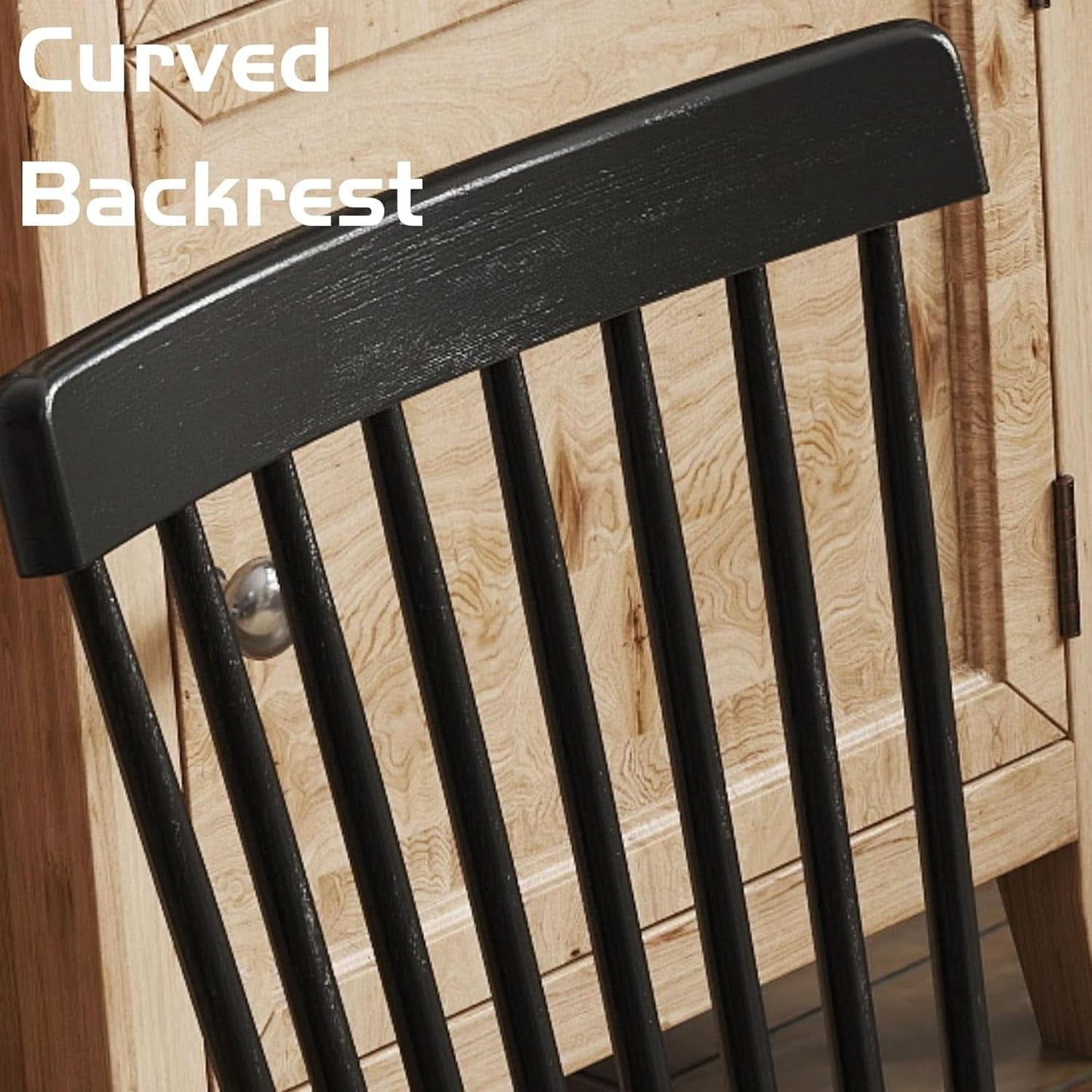 Windsor Spindle Back Dining Chair Armless Black Wood