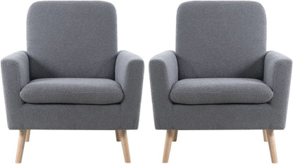 Gray Mid Century Modern Plush Upholstered Armchair