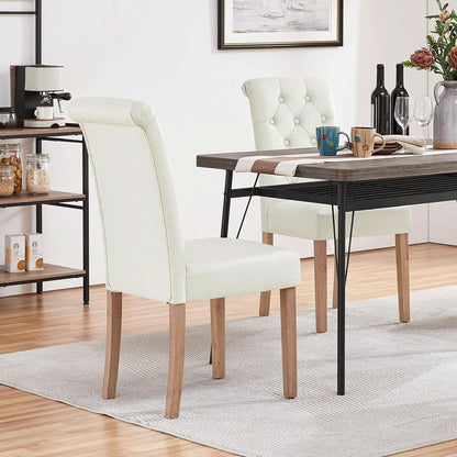 Beige Tufted Upholstered Dining Chairs Set Of 2 For Kitchen