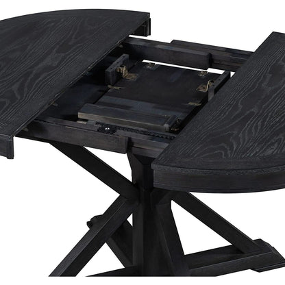 Extendable Round Dining Table Set 5 Piece Modern Farmhouse Style