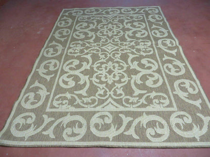 5' X 7' Machine Made Natural Fiber Jute Kilim Two Sided Rug Carpet Flat Weave Contemporary Design