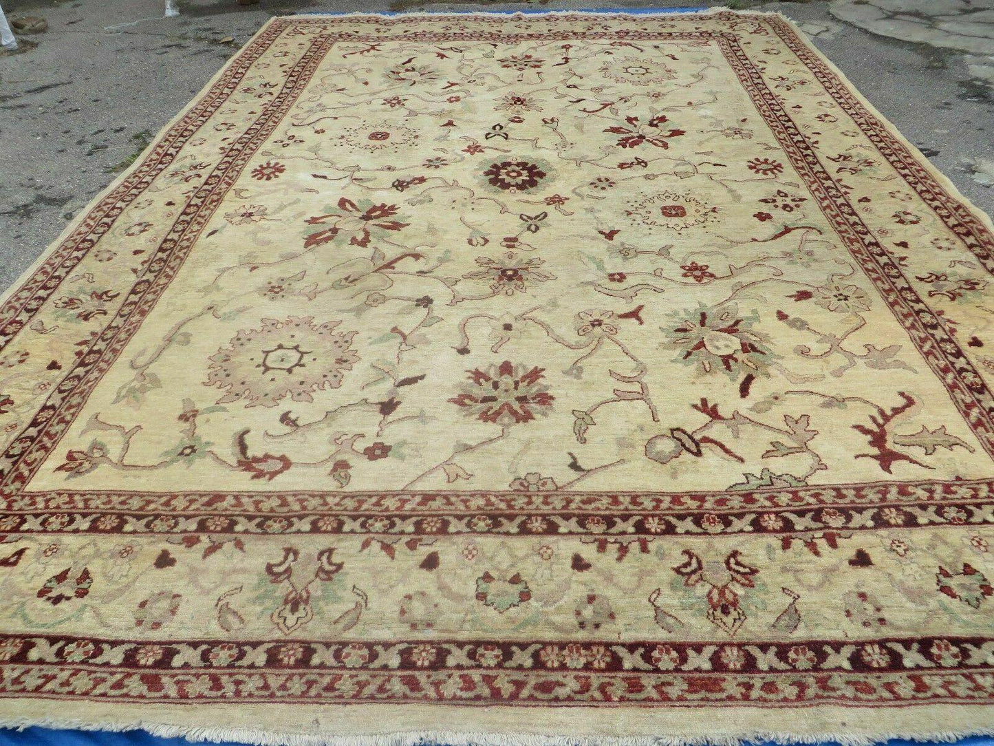 10' X 14' Vintage Hand Knotted Made Indian Agra Wool Rug Vegetable Dyes