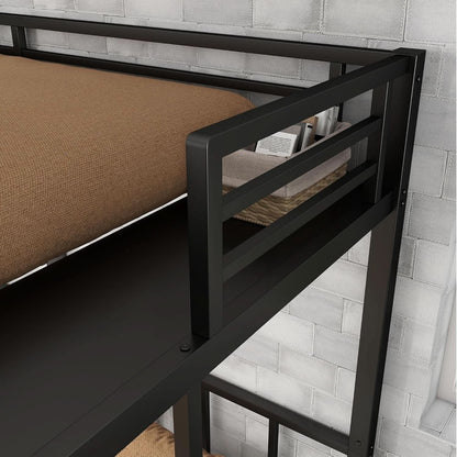 Triple Bunk Bed For Kids Metal Twin Over Twin Black