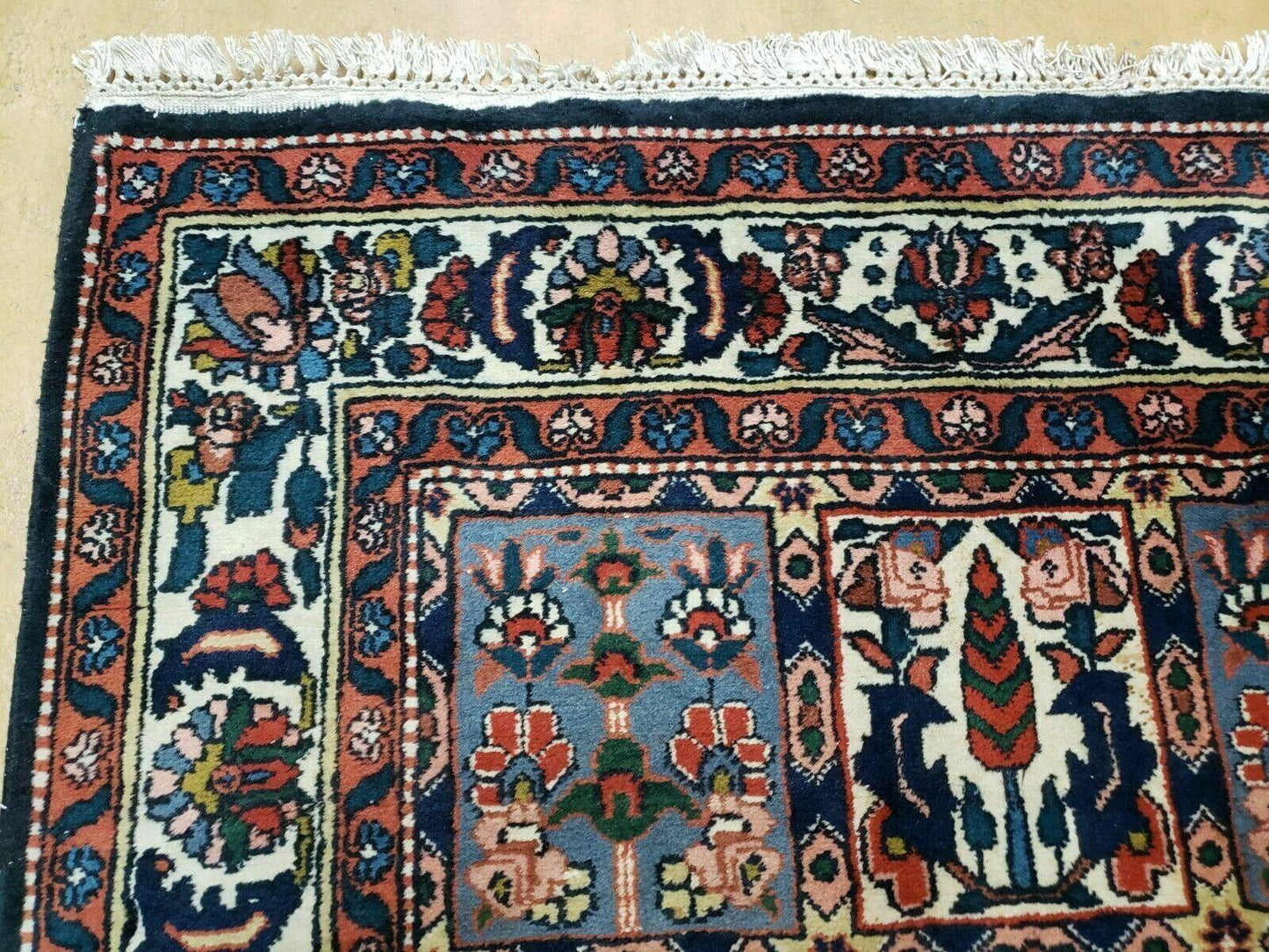 4' X 6' Vintage Handmade Indian Panel Design Wool Rug Veg Dyes