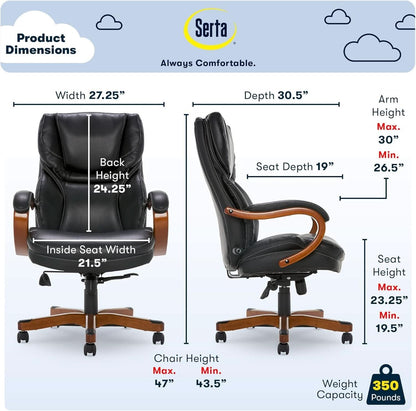 Big And Tall Executive Office Chair With Wood Accents