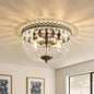 Three Light French Empire Crystal Chandelier Antique Bronze Dimmable Flush Mount