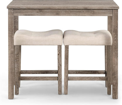 Taupe Upholstered Counter Height Elegant Dining Set