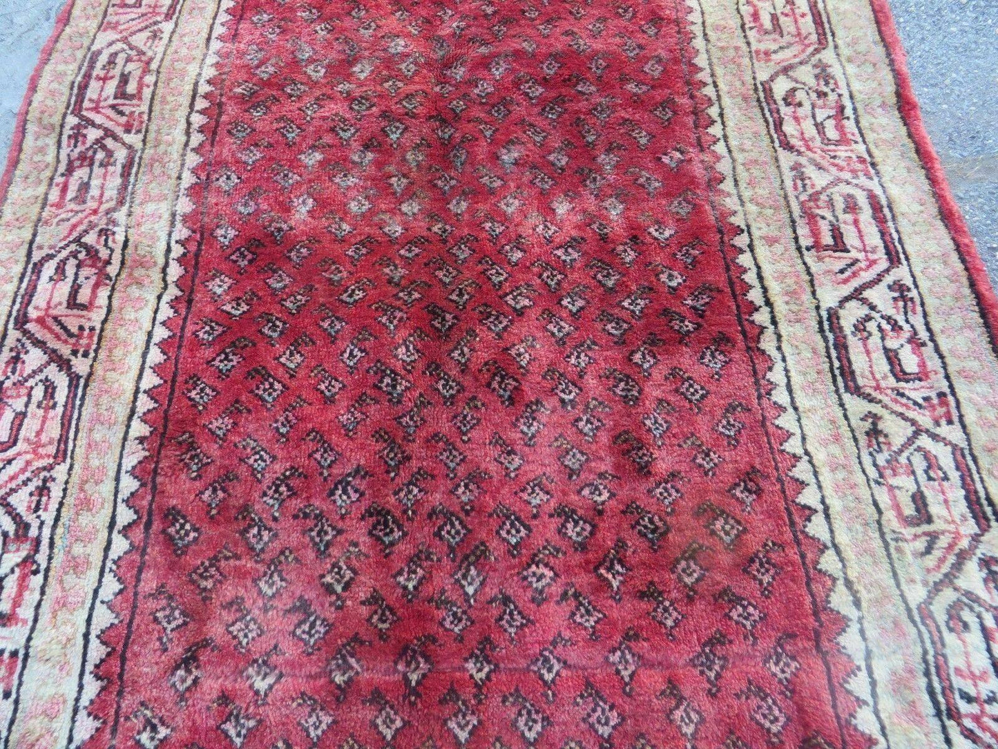 3'7"X 10' Antique Handmade India Oriental Paisley Wool Runner Rug Vegy # 31