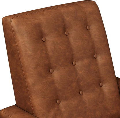 Brown Faux Leather Recliner Sofa Adjustable Back Footrest