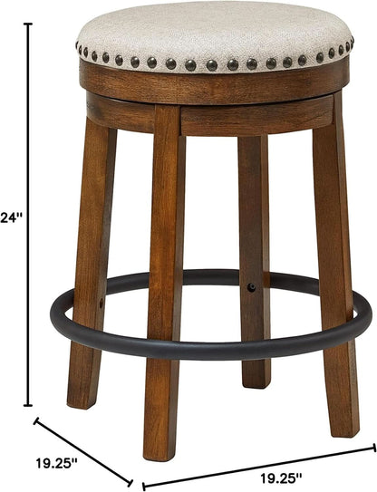 24 Inch Counter Height Swivel Bar Stool Brown And Black