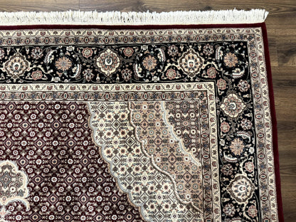Sino Persian Rug 8x10, Herati, Elegant Oriental Carpet, Dark Maroon