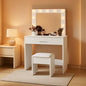 White Vanity Table With Lighted Mirror And Large Drawer