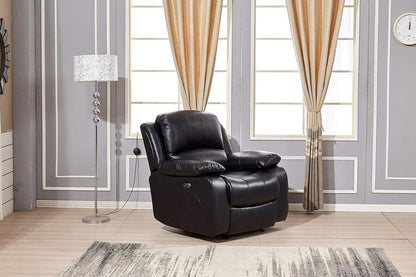 Power Reclining Bonded Leather Living Room Set Black