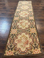 Needlepoint Runner Rug 2.7 x 9.7, European French Design, Wool, Handmade, Vintage