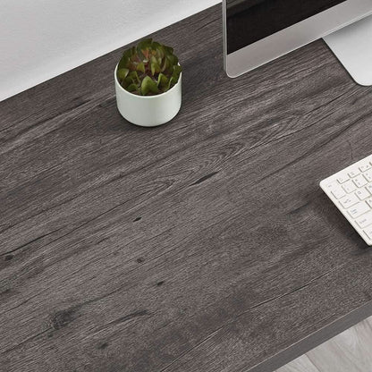 Grey Wood Rustic Industrial Computer Desk With Two Shelves