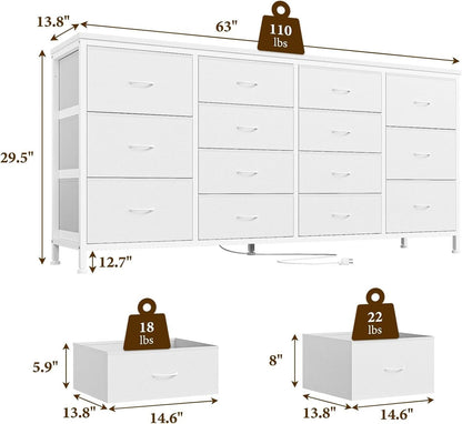 Ultramodern White 63 Inch TV Stand With Integrated Storage