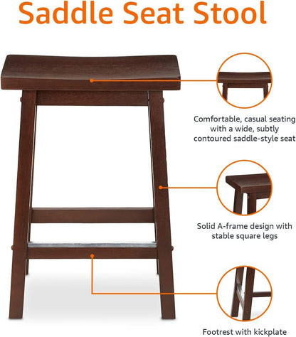 Walnut Saddle Seat Counter Stool 24 Inch Set Of 2 Stools