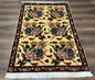 Persian Bidjar Rug 3.6 x 5 ft, Repeated Floral Motifs, Roses and Birds, Cream Burgundy, Fine Wool Oriental Bijar Carpet, Vintage Traditional Area Rug