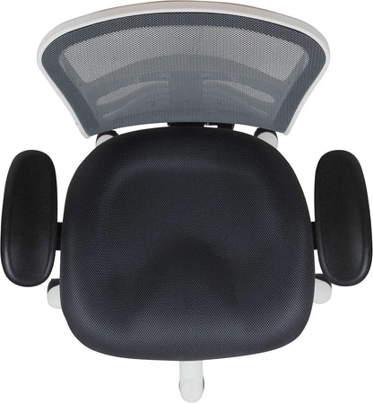Nicholas Gray And White Mesh Mid Back Swivel Office Chair With Adjustable Lumbar