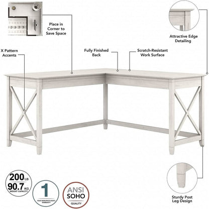 60W L Shaped Desk With Mobile File Cabinet For Home Office