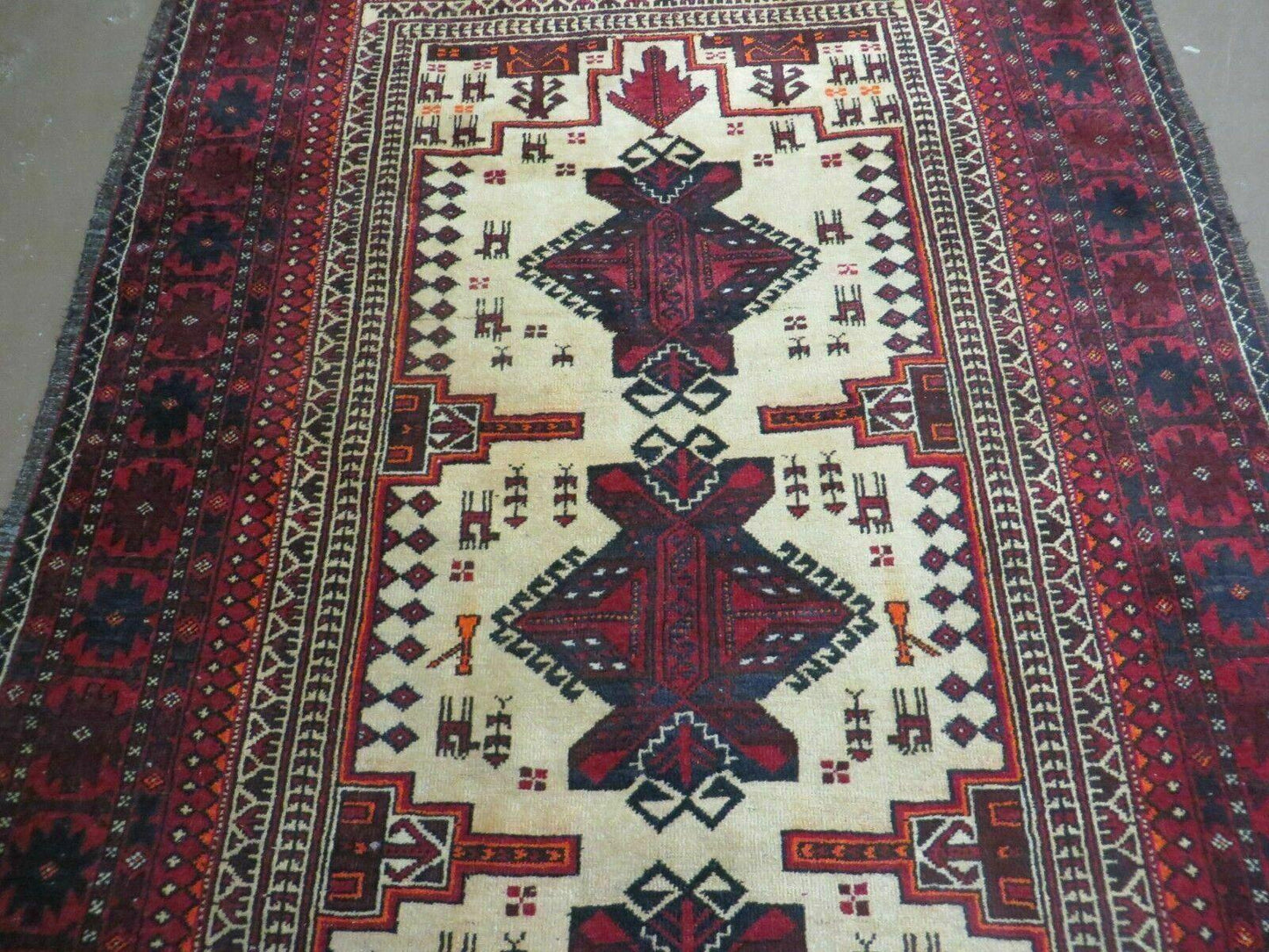 4' X 7' Vintage Handmade Pakistan Turkoman Bokhara Balouch Woven Wool Rug Nice