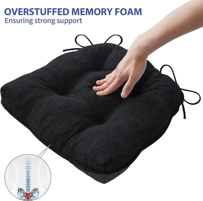 Chair Cushions 4 Pack Memory Foam With Non Slip Backing 15.5x15.5x4 Black