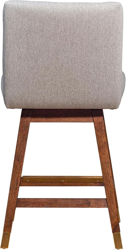 Basila 26 Inch Seat Height Swivel Bar Stool Taupe Fabric
