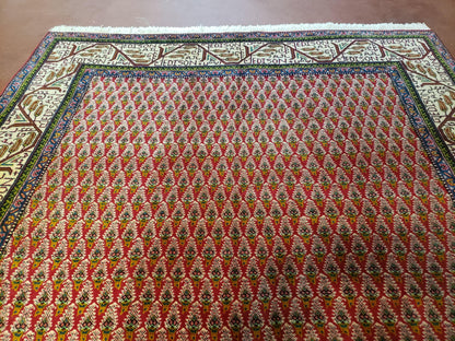 6x9 Finely Woven Turkish Tribal Rug, Boteh/Paisley Pattern, Red & Beige Area Rug, Vintage Wool Carpet, Entryway Rug, Hand-Knotted Foyer Rug