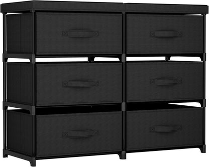 Fabric Dresser With Six Drawers Metal Frame And Wooden Top