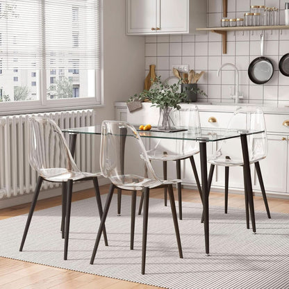 Clear Acrylic Dining Chairs Set of 4 With Black Legs