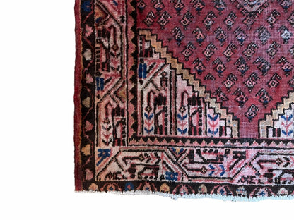 4x6 Antique Rug Handmade Wool Rug Organic Dyes Red Ivory Red Tribal Rug Boho Rug