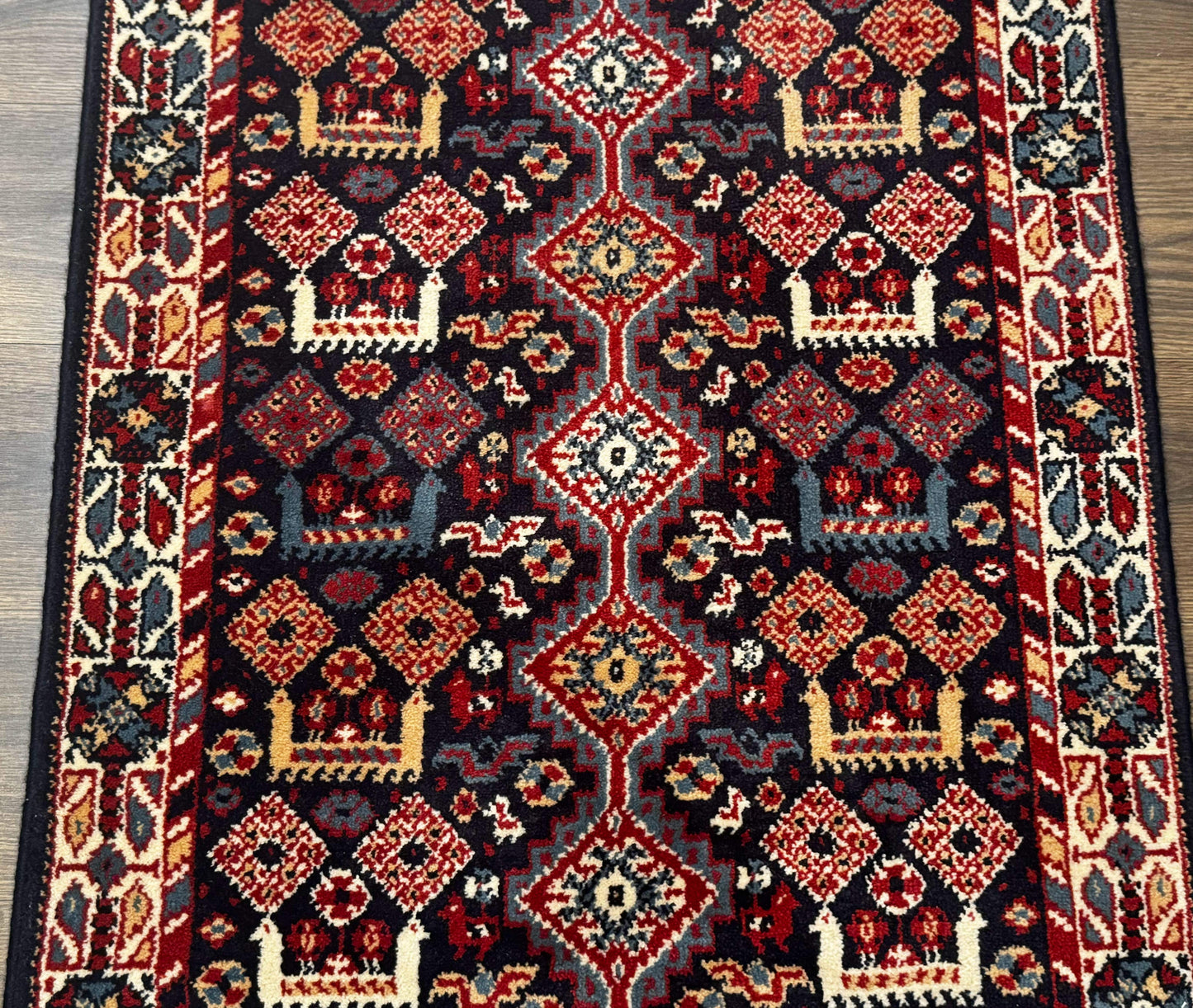 Small Karastan Rug 3x4, Yuruk Collection, Wool, Tribal, Geometric, Navy Blue