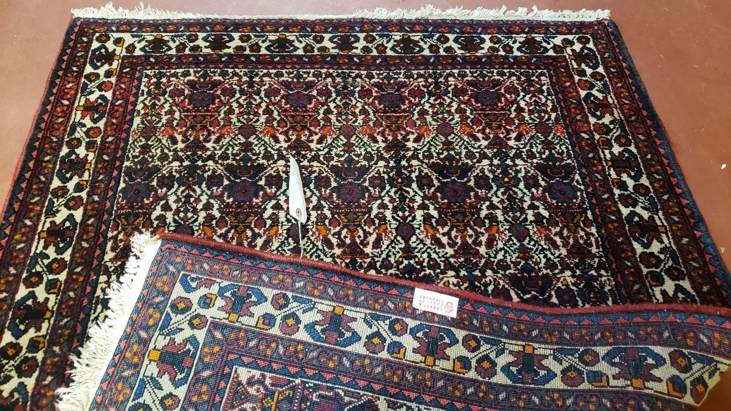 3.6 x 5 Hand-Knotted Vase Rug Floral Turkish Tribal Village Weaving Zagros Vintage Carpet Home Office Wool Area Rug 3x5 Persian Rug 4x5
