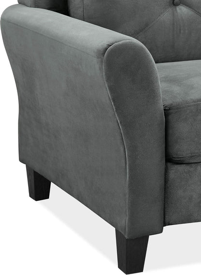Harrington Grey Sofa Button Tufted Rolled Arm With Plush Cushions