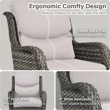 Swivel Rocker Patio Chairs Set with Cozy Coffee Table