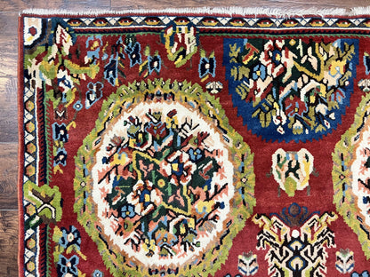 Persian Bakhtiari Rug 5x8, Wool Hand Knotted Antique Carpet, Red, Floral Oriental Rug, 5 x 8 Medium Sized Rug