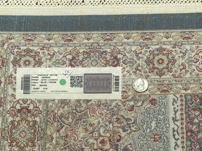 Turkish Silk Runner Rug 2.6 x 10, Light Blue Carpet, Bamboo Silk, New